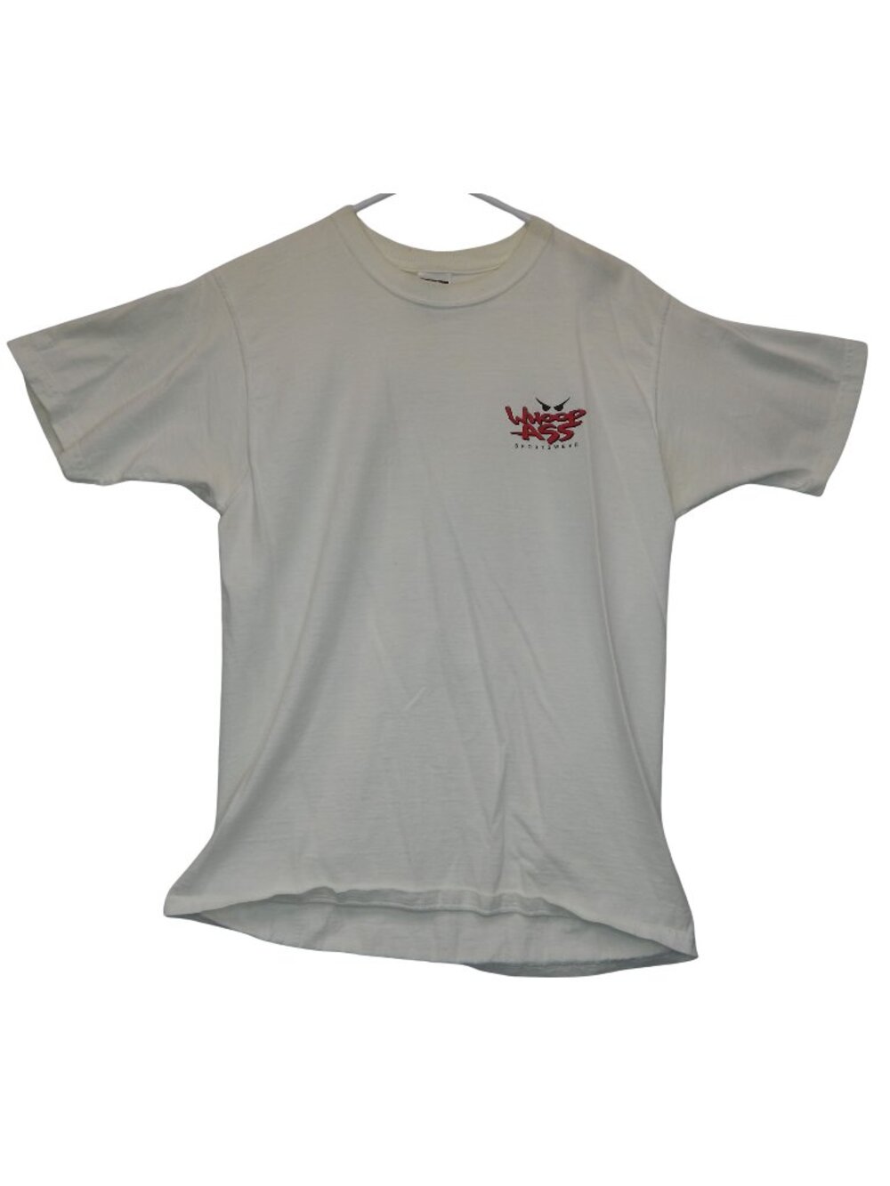 Vintage 1990s Whoop Ass Bank Check T-Shirt St. Thomas USVI White Graphic Tee - M